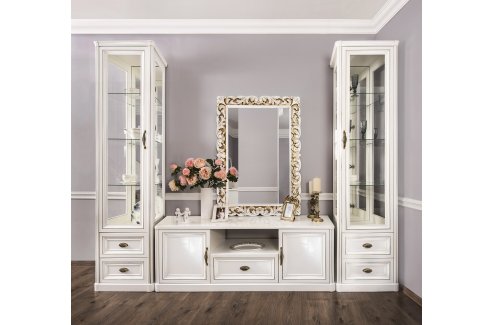 Гостиная Натали 1+тв+1 белый глянец