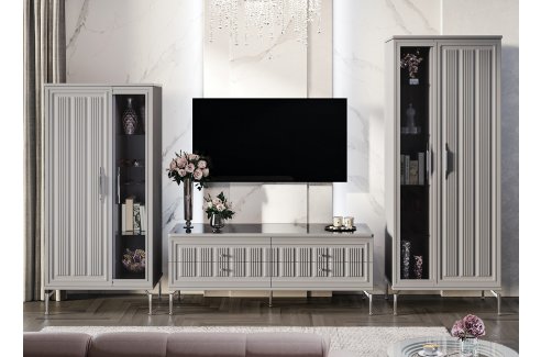 Гостиная Замира 2+тв+2 серый