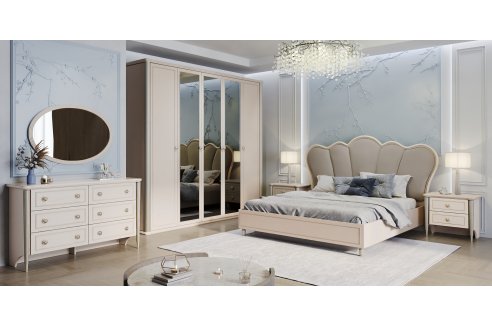 шкаф Диана 5-створчатый с зеркалом бежевый-3