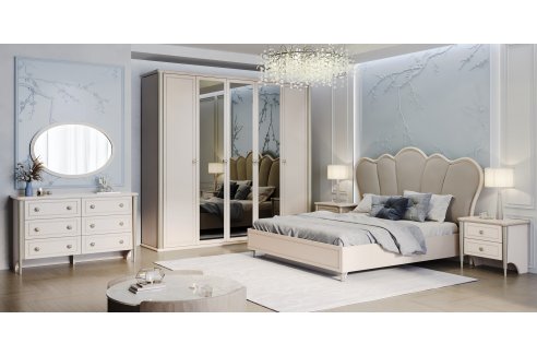 шкаф Диана 5-створчатый с зеркалом бежевый-4