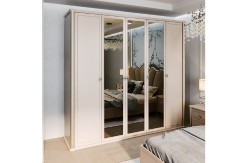 шкаф Диана 5-створчатый с зеркалом бежевый-2