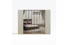 шкаф Лейла 6-створчатый с зеркалом ярко серый