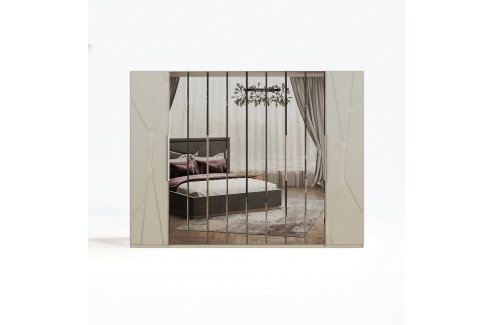 шкаф Лейла 6-створчатый с зеркалом ярко серый