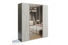 шкаф Лейла 4-створчатый с зеркалом ярко серый