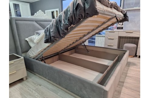 Ящик с подъемным механизмом Лейла 180x200 см серый-3