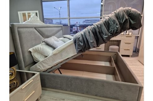 Ящик с подъемным механизмом Лейла 180x200 см серый-5