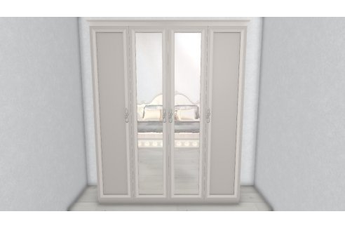 Шкаф Мишель Лайт 4-створчатый с зеркалом серый-1