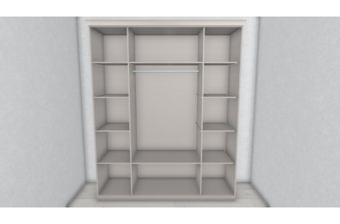 Шкаф Мишель Лайт 4-створчатый с зеркалом серый-2