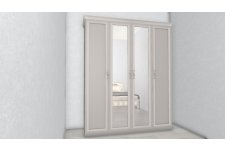 Шкаф Мишель Лайт 4-створчатый с зеркалом серый