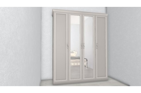 Шкаф Мишель Лайт 4-створчатый с зеркалом серый