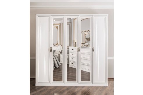 Шкаф Натали 4-створчатый с зеркалом белый глянец-3
