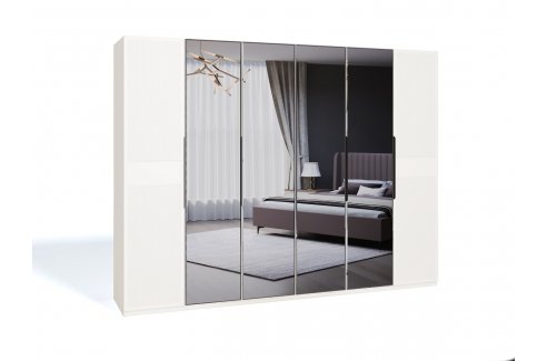 шкаф Стелла 6-створчатый с зеркалом белый