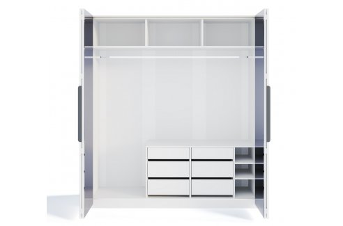 шкаф Стелла 4-створчатый с зеркалом белый-2