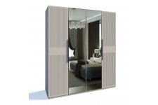шкаф Стелла 4-створчатый с зеркалом ярко серый