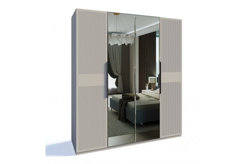 шкаф Стелла 4-створчатый с зеркалом ярко серый
