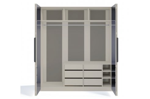 шкаф Стелла 4-створчатый с зеркалом ярко серый-1
