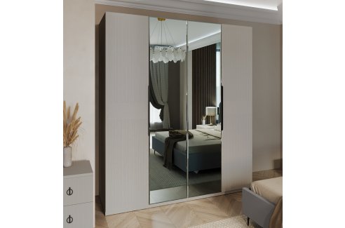 шкаф Стелла 4-створчатый с зеркалом ярко серый-2