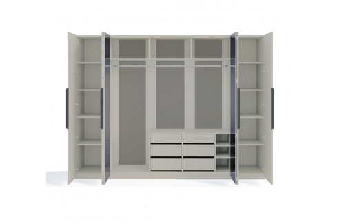 шкаф Стелла 6-створчатый с зеркалом ярко серый-1