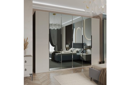 шкаф Стелла 6-створчатый с зеркалом ярко серый-2