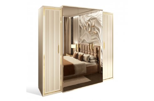 Шкаф Замира 5-створчатый с зеркалом бежевый