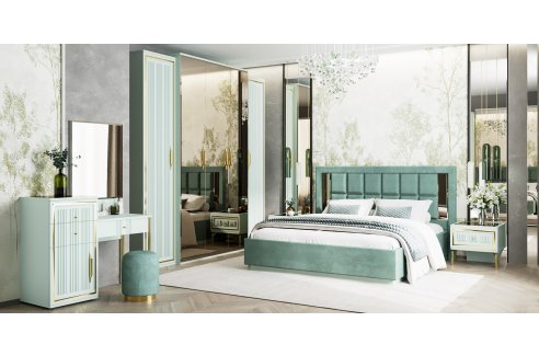 Шкаф Замира 4-створчатый с зеркалом оливковый-3