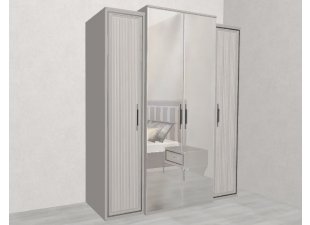 Шкаф Замира 4-створчатый с зеркалом серый