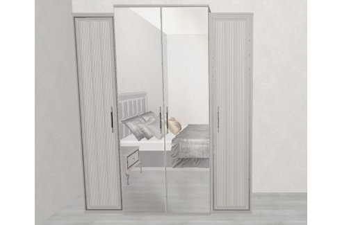 Шкаф Замира 4-створчатый с зеркалом серый-1